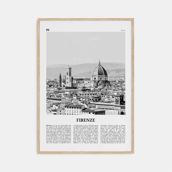 Firenze Black and White Map Travel Poster