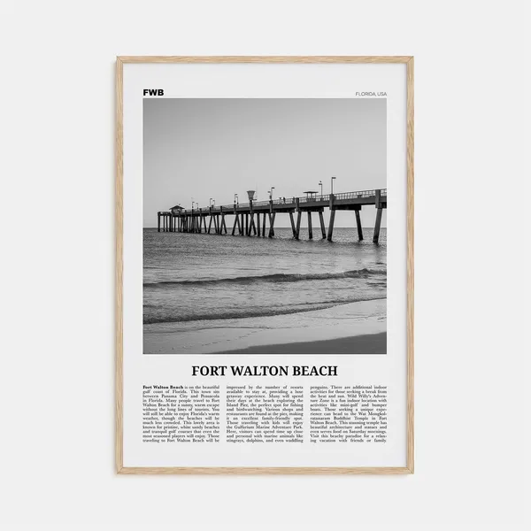 Fort Walton Beach Black And White Travel Poster