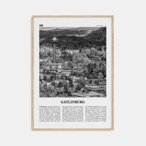 Gatlinburg Black and White Travel Poster, Tennessee