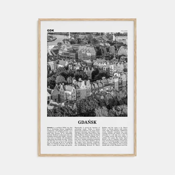 Gdansk Black and White No. 2 Travel Poster, Poland