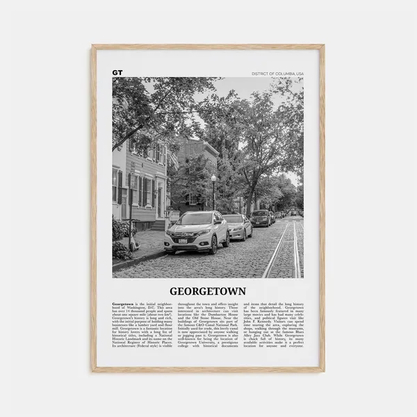Georgetown Black and White Washington DC Travel Poster