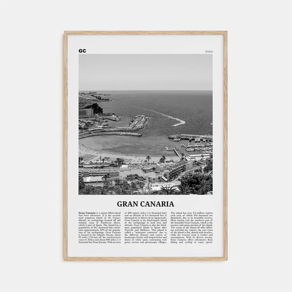 Gran Canaria Black and White Travel Poster Print