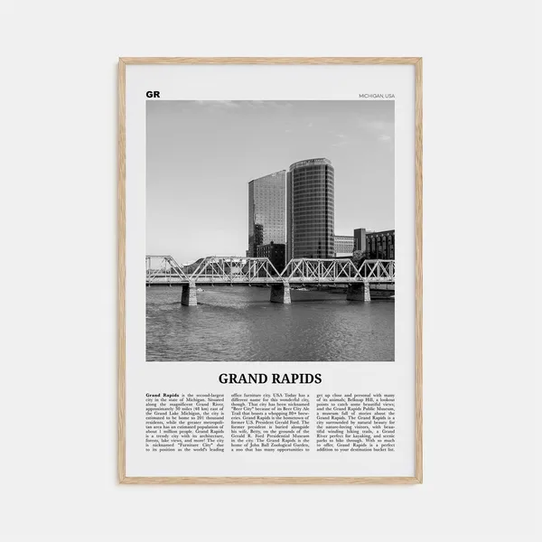 Grand Rapids Black And White Michigan Travel Poster