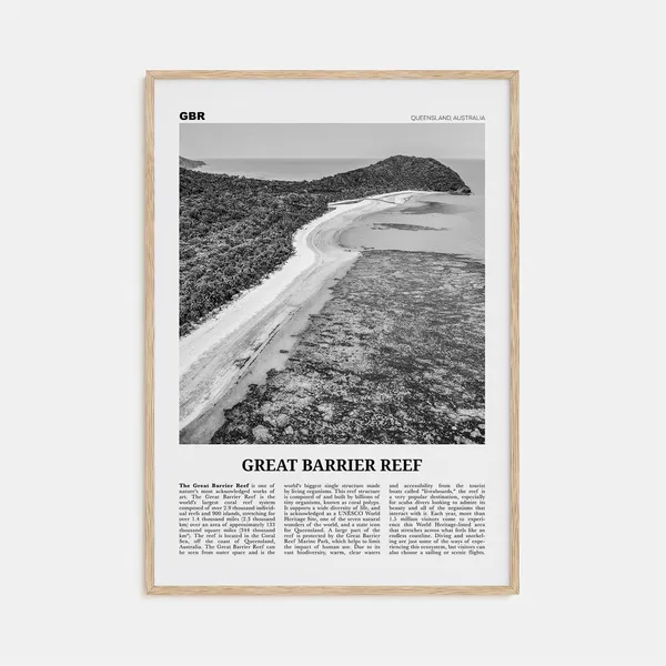 Great Barrier Reef Black and White Travel Poster