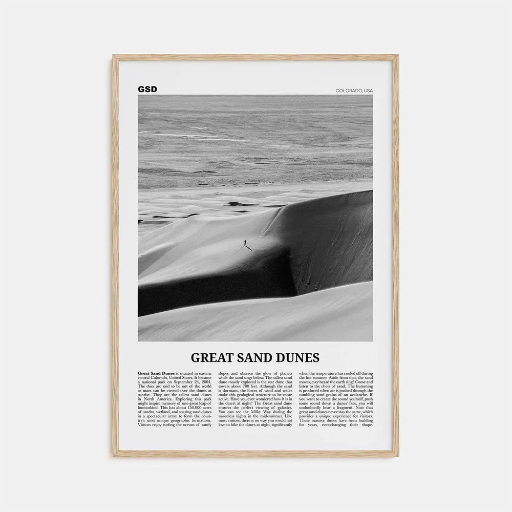 Great Sand Dunes National Park, Black and White Art Print