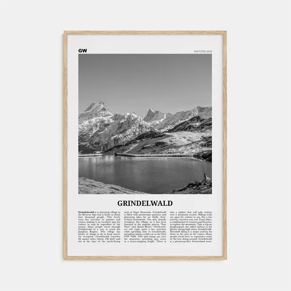 Grindelwald Black and White Travel Poster, Switzerland