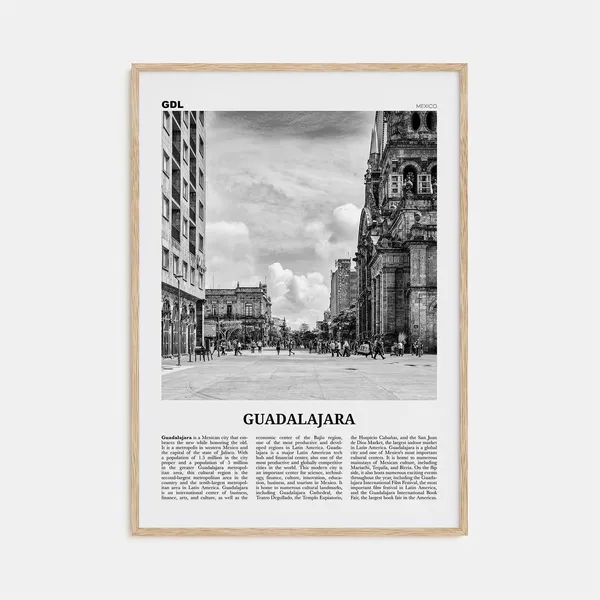 Guadalajara Black and White Travel Poster, Mexico