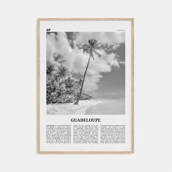 Guadeloupe Black and White Travel Poster, Caribbean