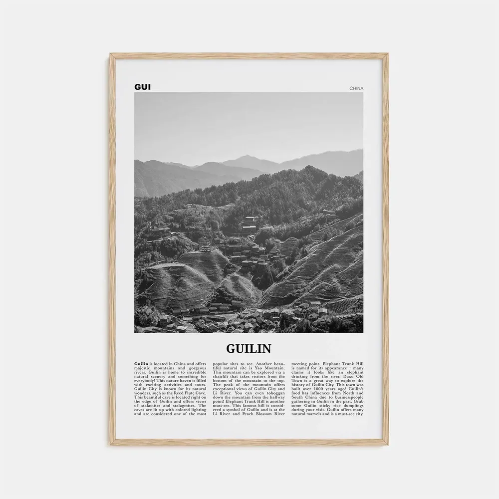 Guilin Black and White Travel Poster, China Wall Art