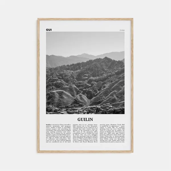 Guilin Black and White Travel Poster, China Wall Art