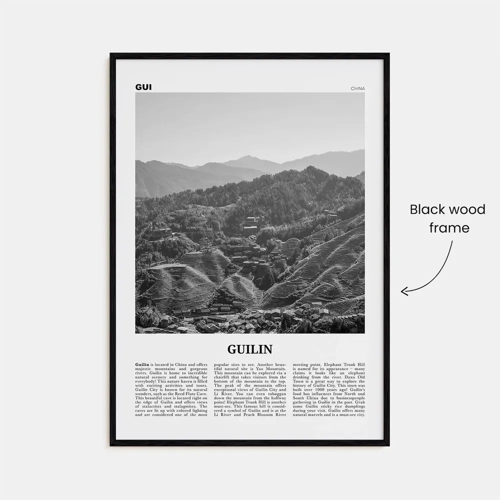 Guilin Black and White Travel Poster, China Wall Art - Image 3