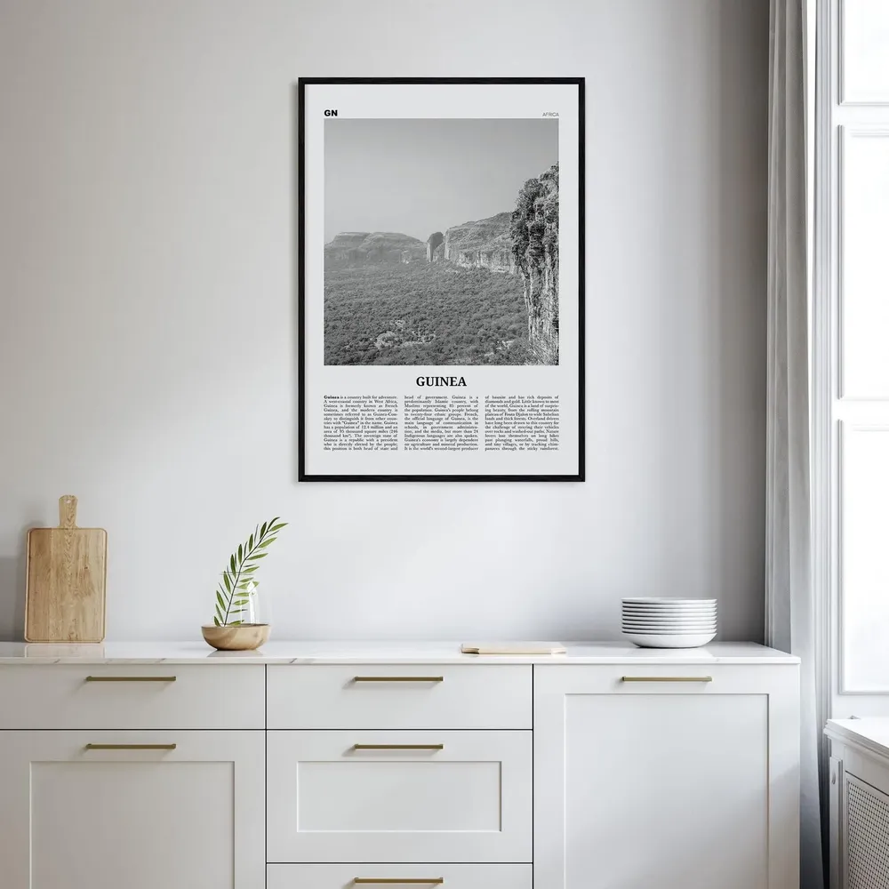 Guinea Black and White Conakry, Africa Travel Poster - Image 2