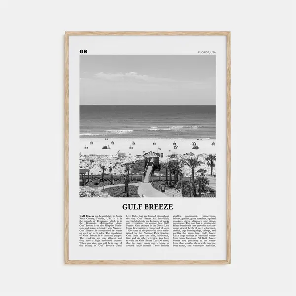 Gulf Breeze, Florida Black and White Travel Poster