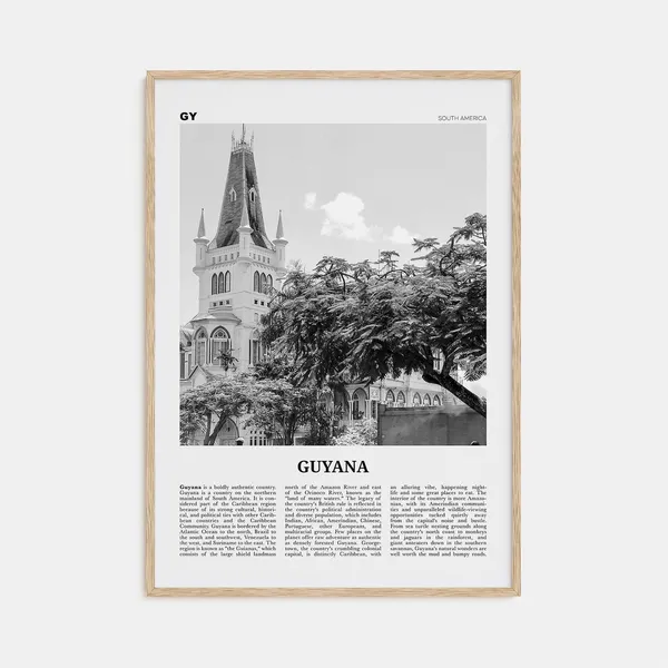 Guyana Black And White Travel Poster, Georgetown
