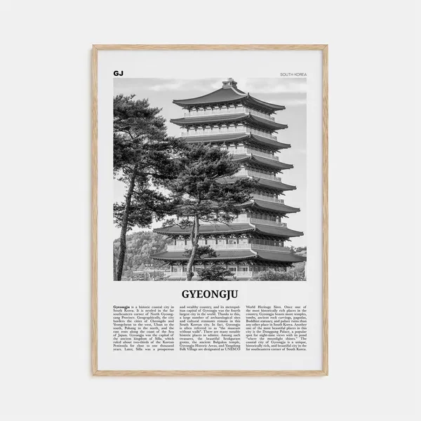 Gyeongju Black-and-White Travel Poster, South Korea