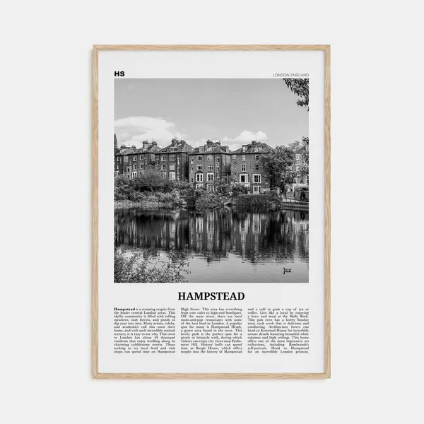 Hampstead Map, Black and White London Travel Poster