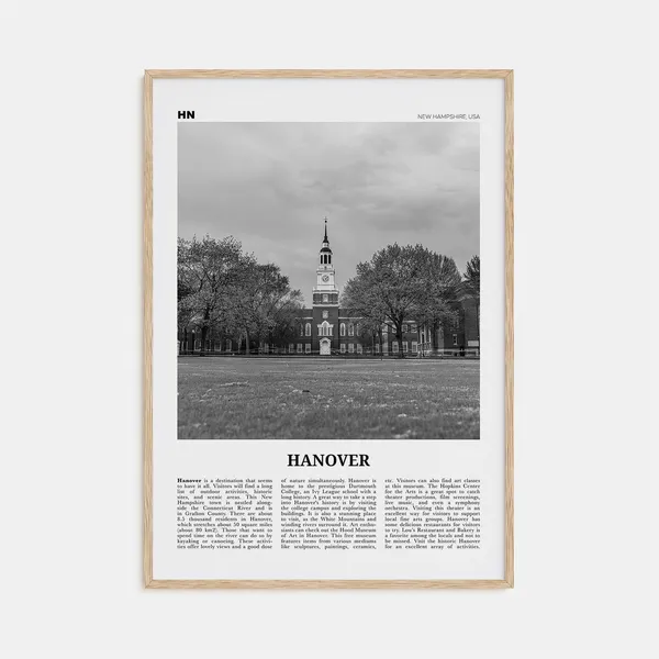 Hanover, New Hampshire Black And White Travel Poster