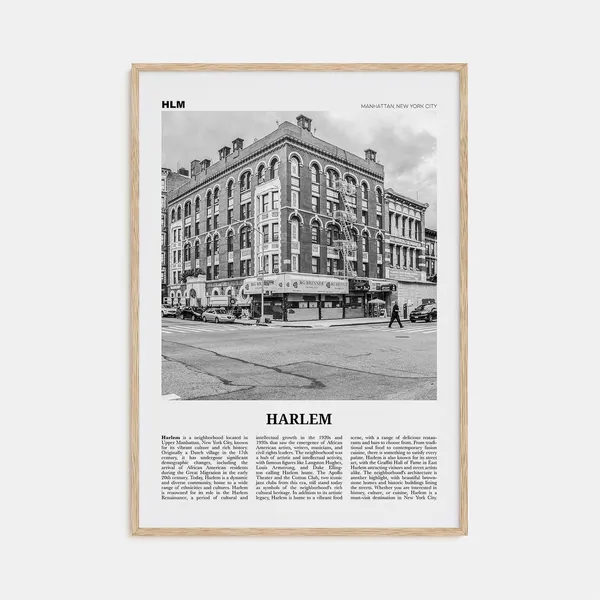 Harlem Black and White Travel Poster, New York City