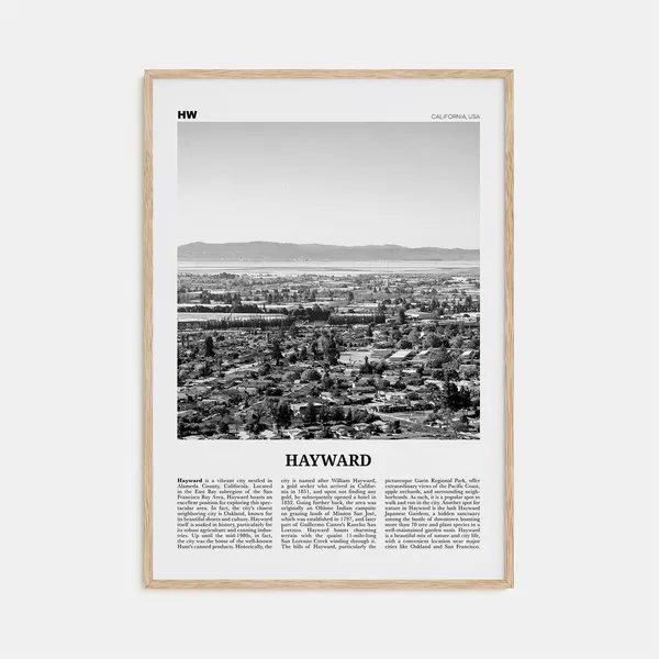 Hayward Black and White Map Art Print, California