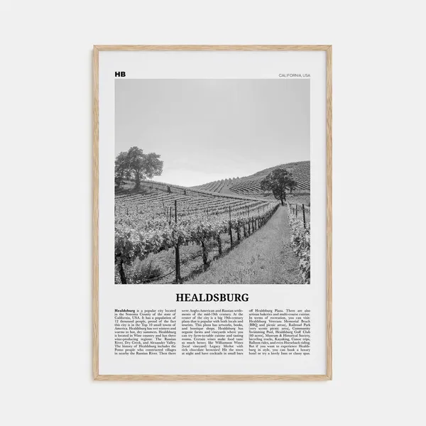 Healdsburg Map, Black and White Travel Poster