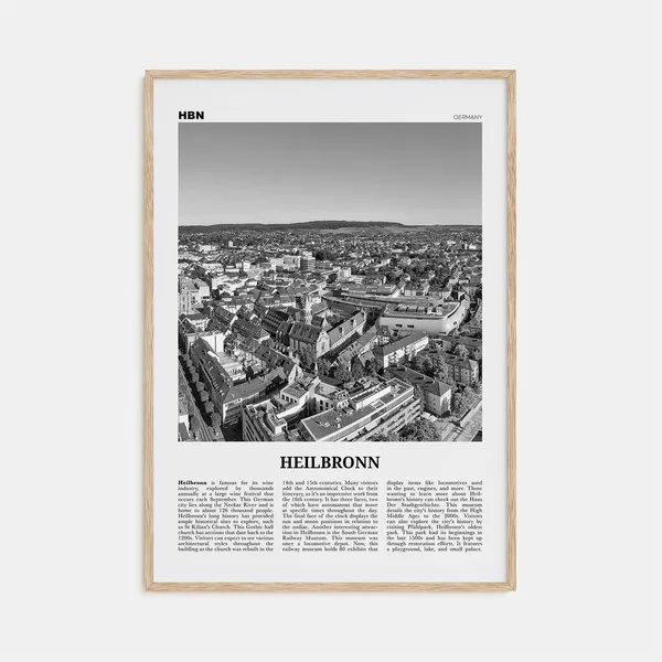 Heilbronn Black And White Travel Poster, Germany