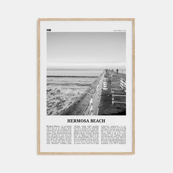 Hermosa Beach Black and White Travel Poster No. 2