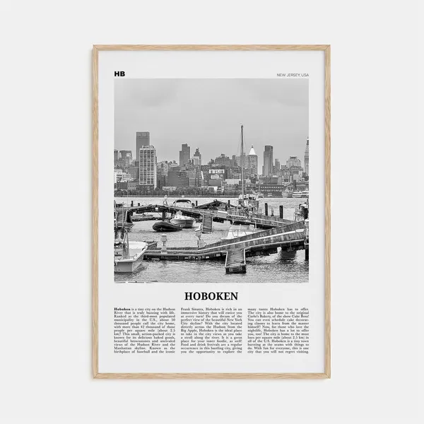 Hoboken Black and White Travel Poster, New Jersey