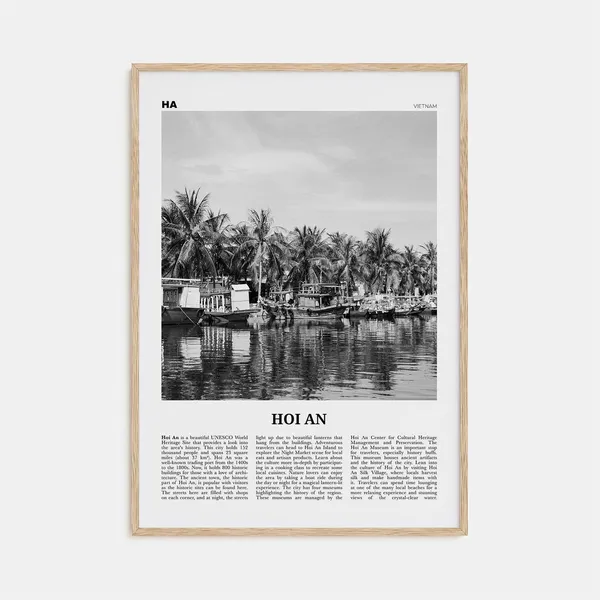 Hoi An Black and White Map, Vietnam Travel Poster
