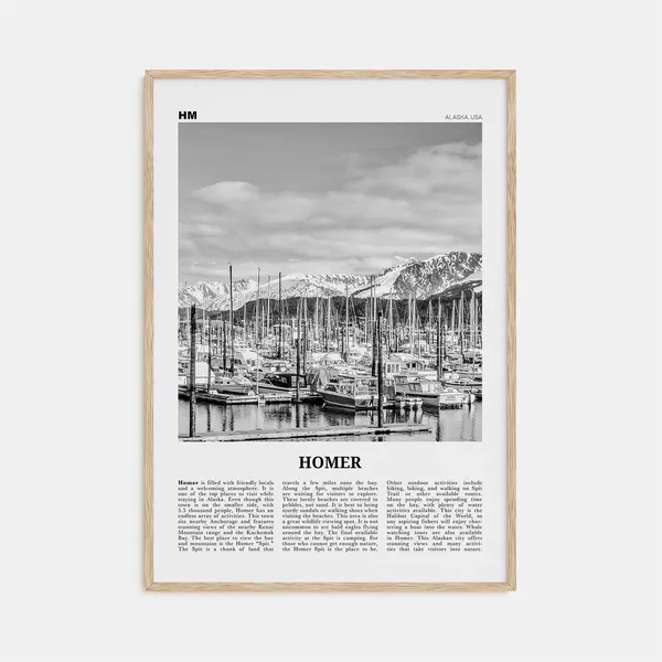 Homer Alaska Map, Travel Poster Art Print