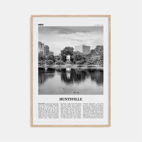 Huntsville, Alabama Black and White Travel Poster
