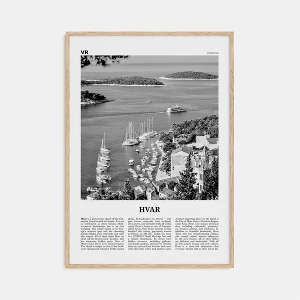 Hvar Black and White Travel Poster, Croatia