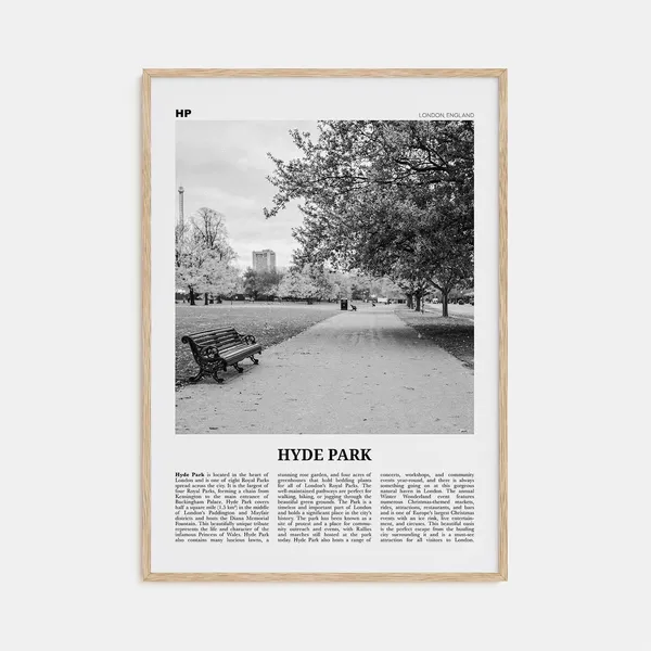 Hyde Park Black and White London Travel Poster