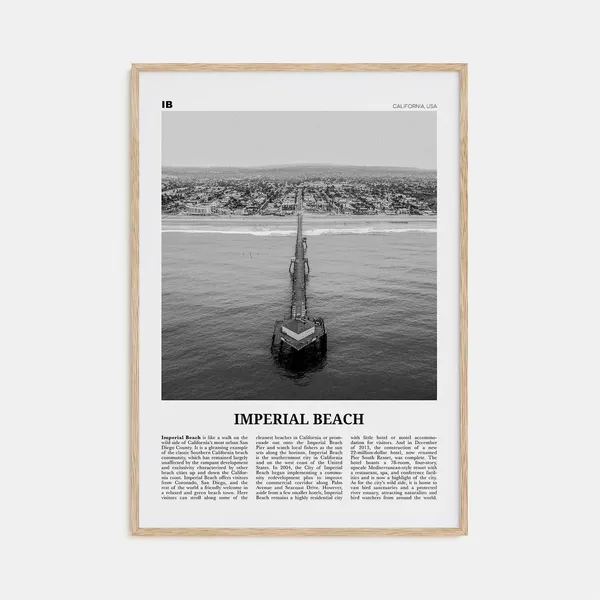 Imperial Beach Black And White Travel Poster