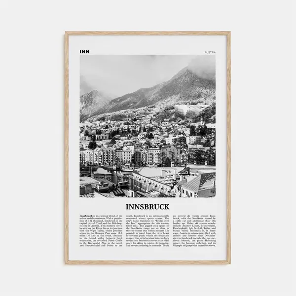 Innsbruck Black and White Travel Poster, Austria