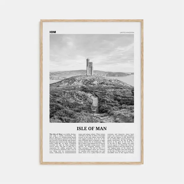 Isle Of Man Black And White Travel Poster, Europe