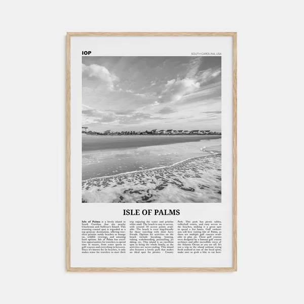 Isle Of Palms Black and White Travel Poster, South Carolina
