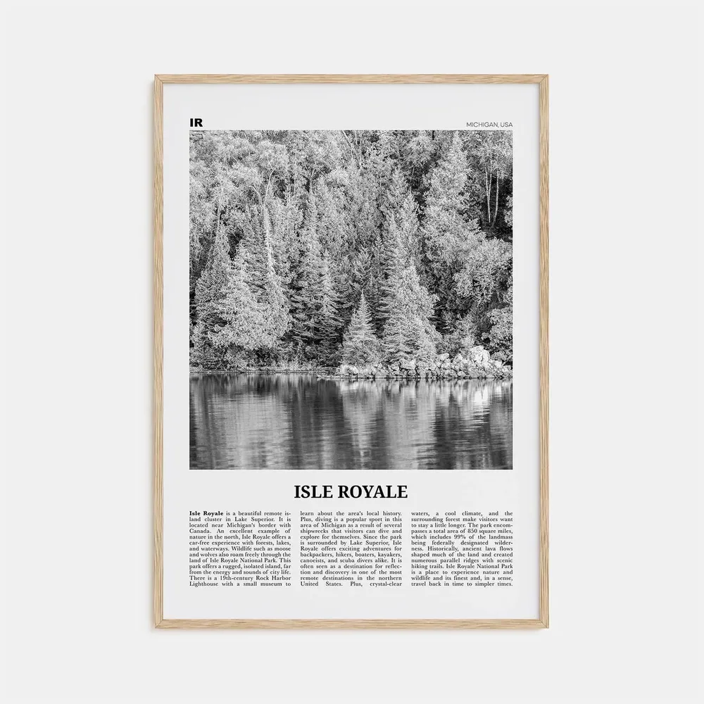 Isle Royale National Park Black and White Travel Poster