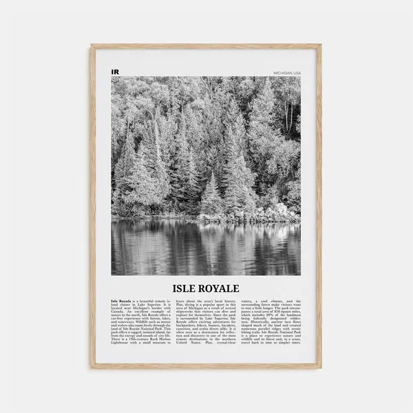 Isle Royale National Park Black and White Travel Poster