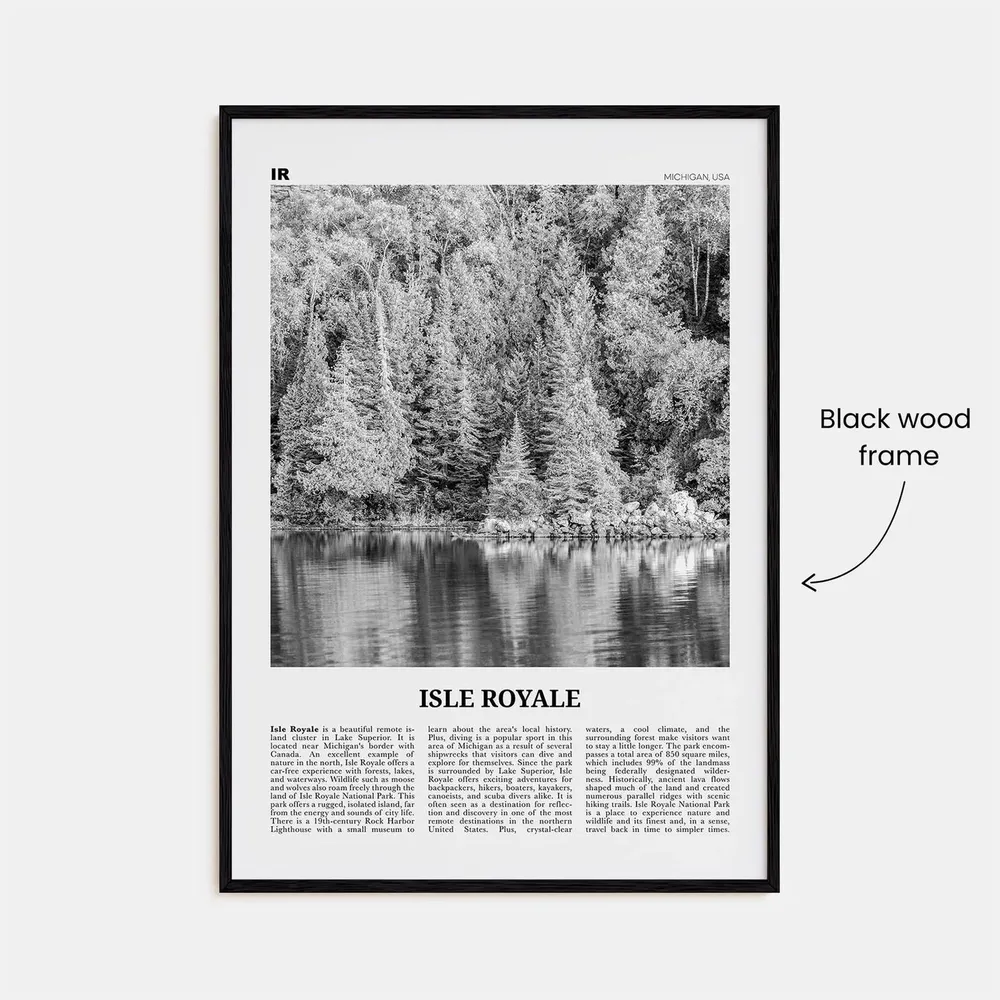 Isle Royale National Park Black and White Travel Poster - Image 3