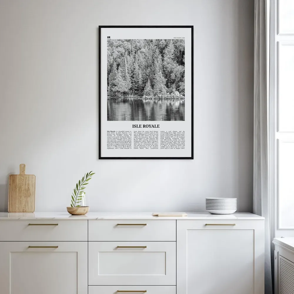 Isle Royale National Park Black and White Travel Poster - Image 2