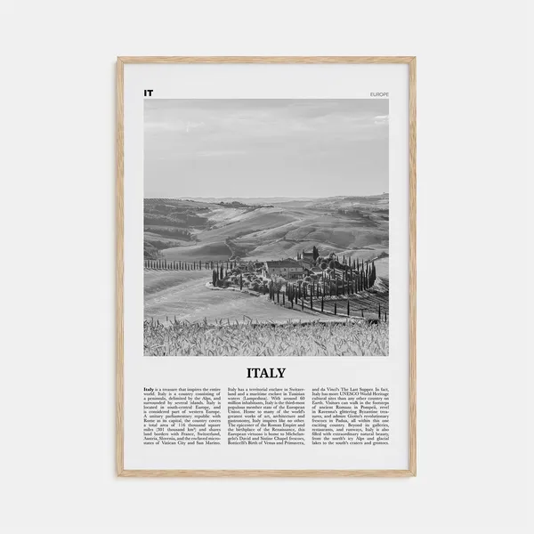 Italy Black And White Travel Poster, Italy Decor
