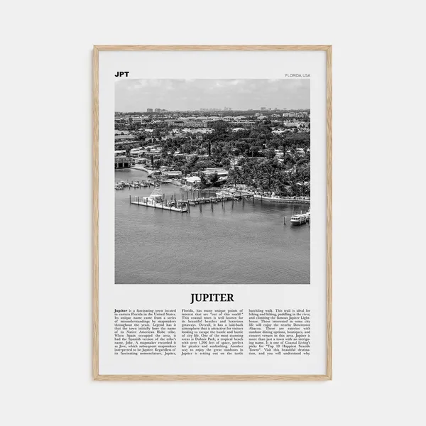 Jupiter Florida Travel Poster, Black And White