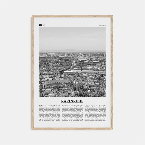 Karlsruhe Black and White Travel Poster, Germany