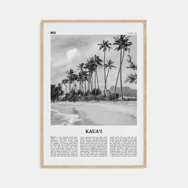 Kauai Black and White No. 2 Hawaii Travel Poster