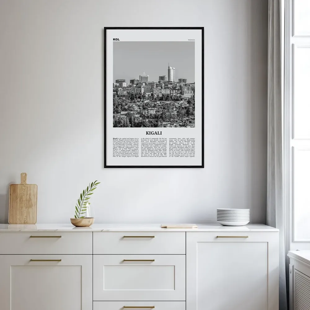 Kigali Black And White Travel Poster, Rwanda Africa - Image 2