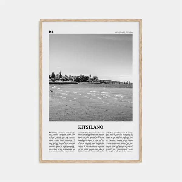 Kitsilano Map, Black and White Vancouver Travel Poster