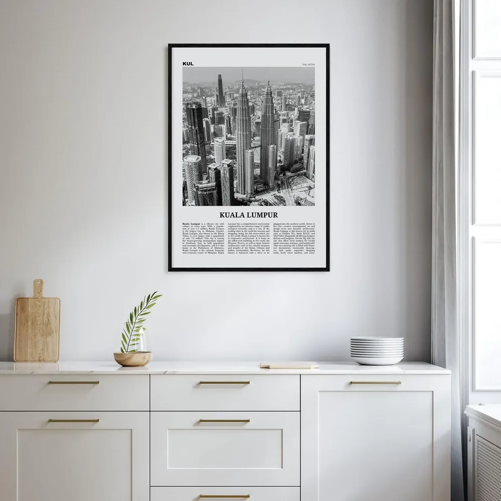 Kuala Lumpur Black And White Travel Poster, Malaysia - Image 2
