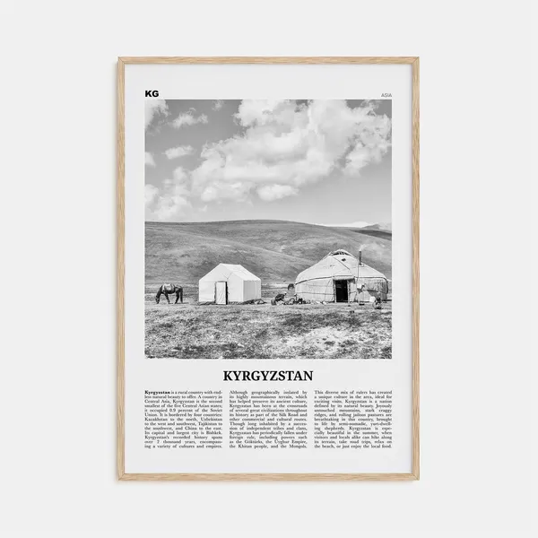 Kyrgyzstan Black and White Travel Poster, Asia