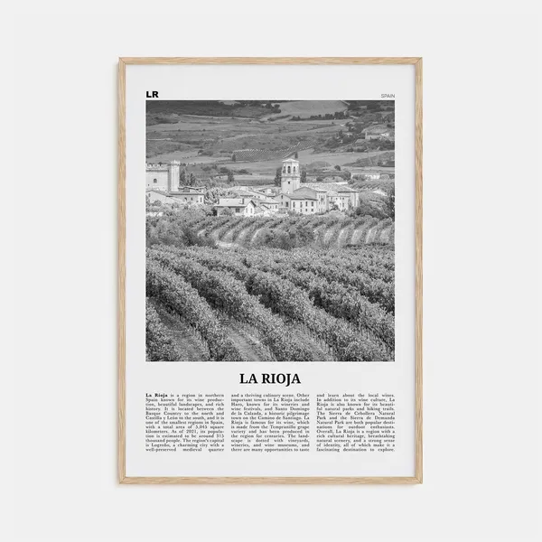 La Rioja Black and White Travel Poster, Spain