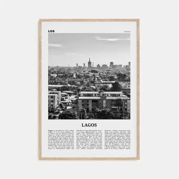 Lagos Black and White Travel Poster, Nigeria No. 1